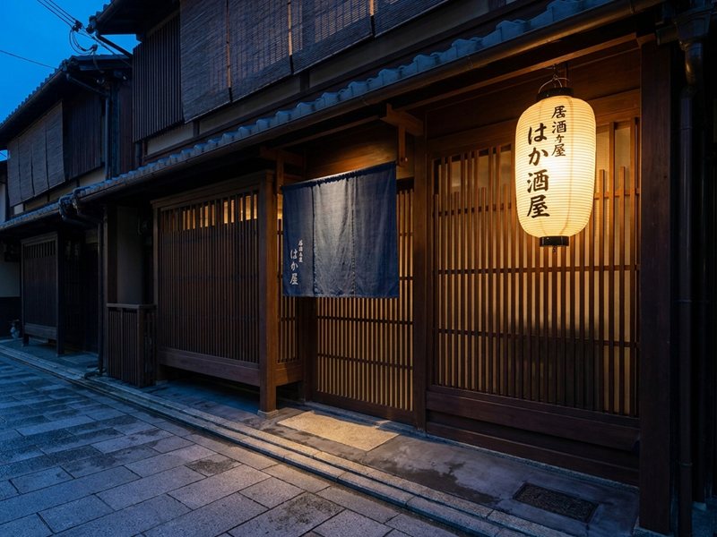 京都の落ち着いた和風居酒屋の外観